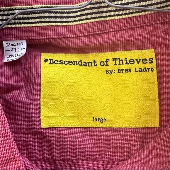 Descendent of Thieves by Dres Ladro Large Cherry Red Long Sleeve Shirt - Picture 2 of 7